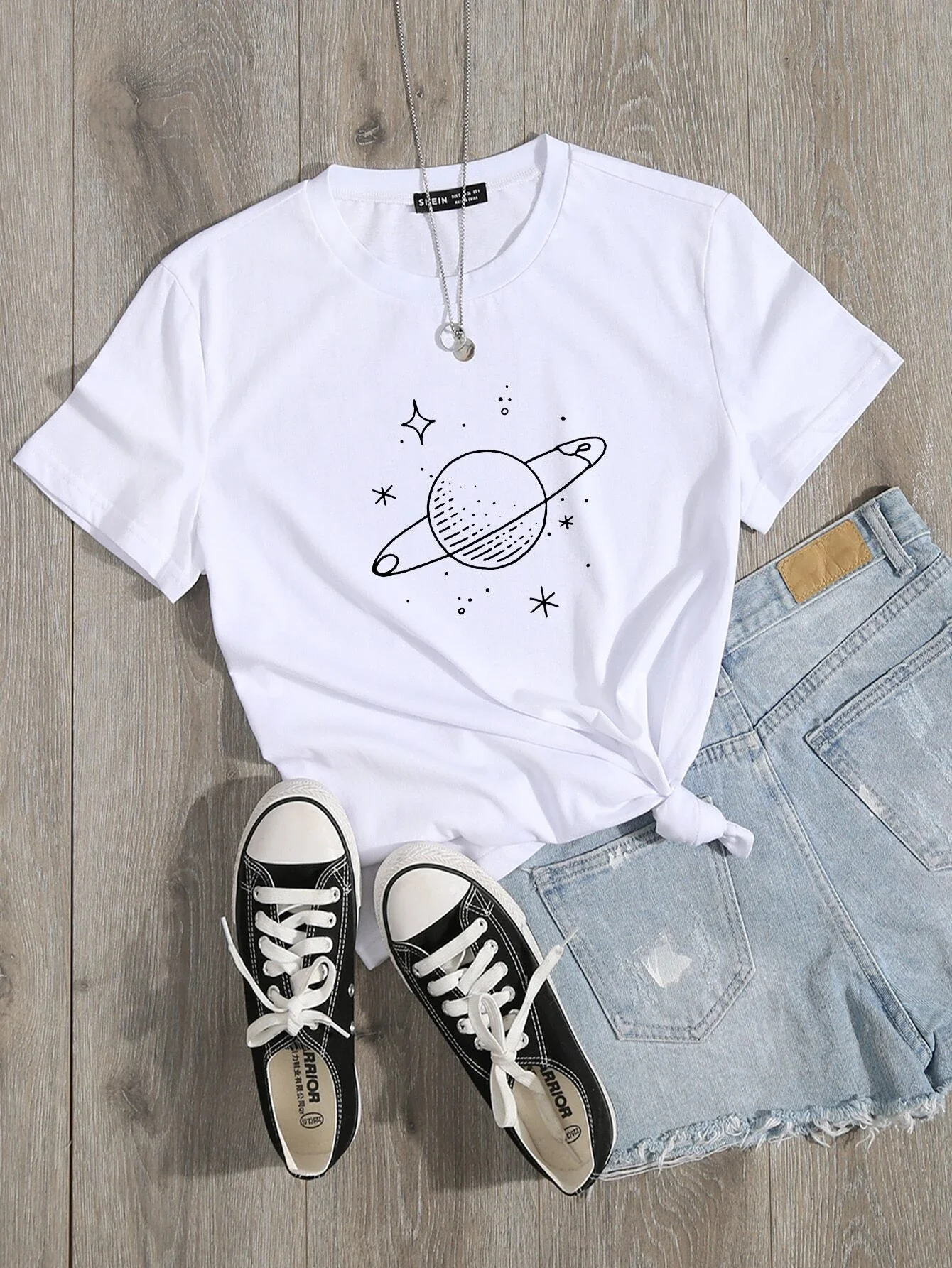 

Planet Print Round Neck Tee