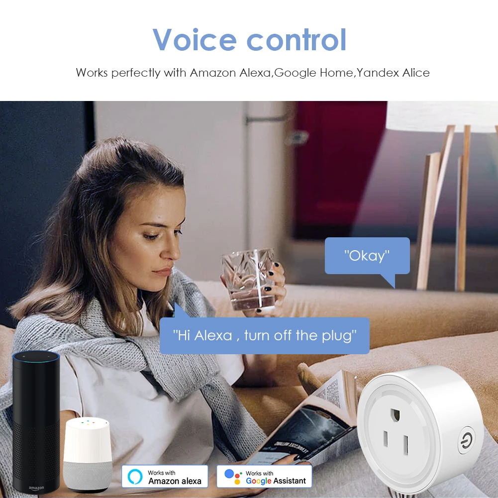 Tuya WiFi умная вилка 10A/16A/20A US домашняя розетка для синхронизации жизнь управление