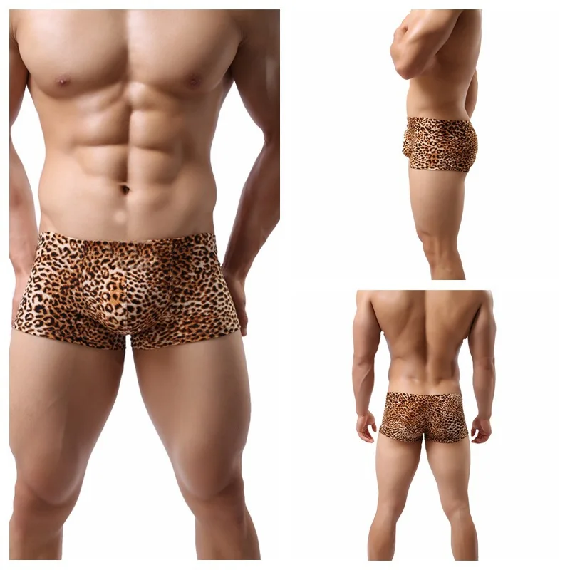 

Men's Underwear Wild Fashion Leopard Print Flat Corner Pants Breathable Sexy Youth Quadrangle Pants