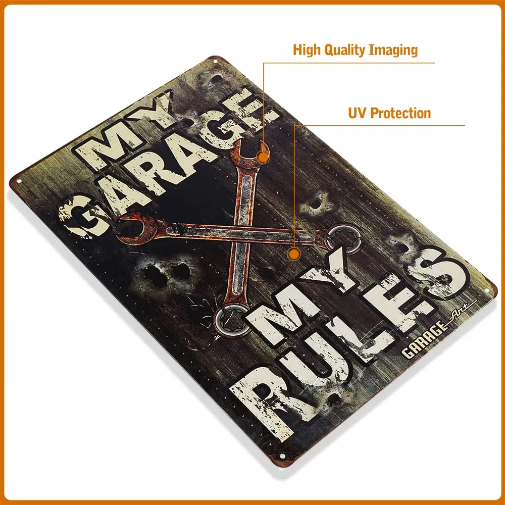 dingleiever — мой гараж вывеска Мои правила винтажный стиль из 24-метрового металла с