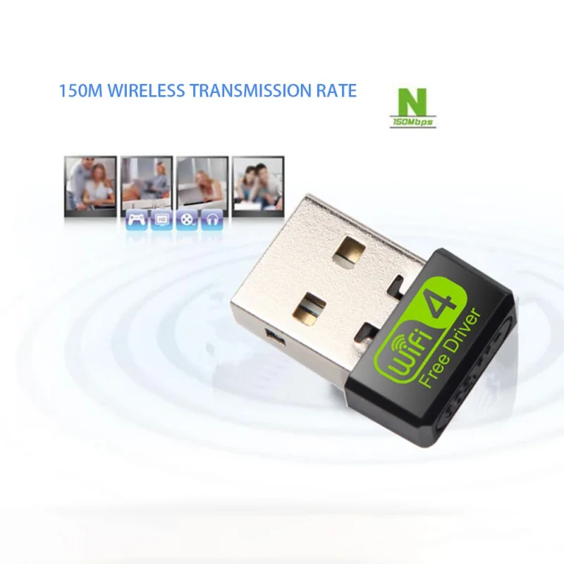 

USB WiFi Adapter WiFi Dongle for PC Ethernet 150Mbps External Receiver Drive-Free Wireless Network Adapter Compact