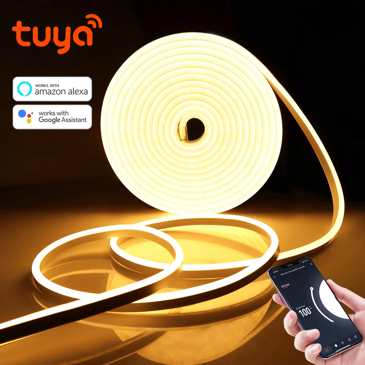 Gyarfas Neon Light Гибкая трубчатая светодиодная лента с управлением Wi-Fi Теплый