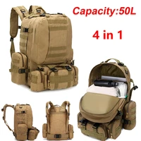 50l 4 in 1 molle sport tactical backpack waterproof outdoor hiking climbing army backpack camping bag travel 3d rucksack mochila
