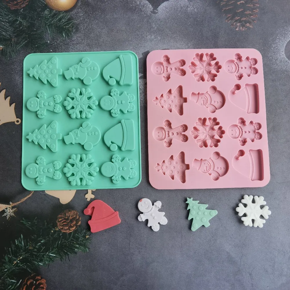 

New Christmas Silicone Chocolate Cake Biscuit Mold Mousse Mould 3D DIY Snowman Handmade Tree Kitchen Baking Tools Accessories