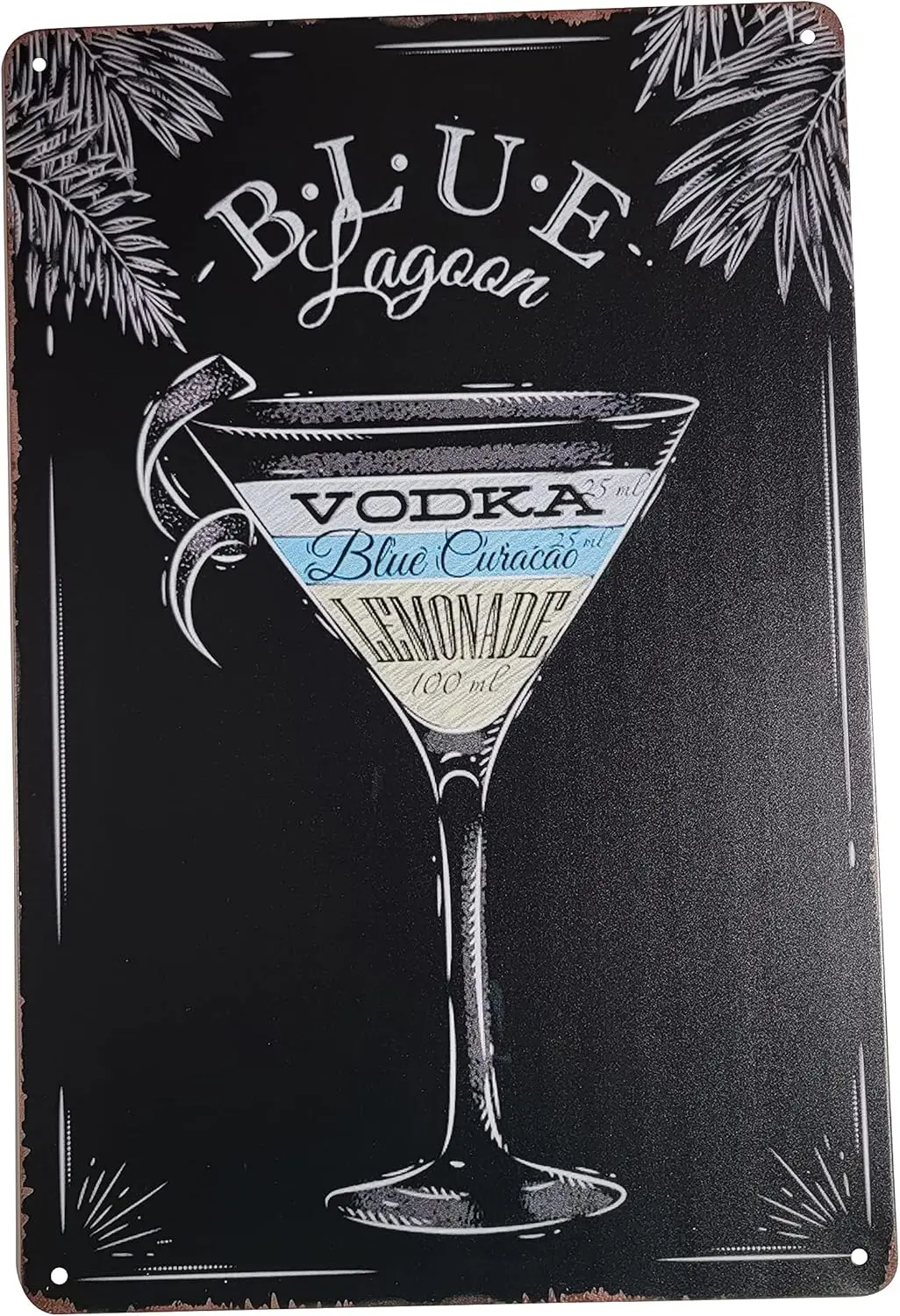 8 x 12 дюймов Populr Cocktls nd Br Mx Recpes Menu для Brtenders на Metl Tn Sgn Wll Decor Plque Poster (СИНИЙ LGOON)