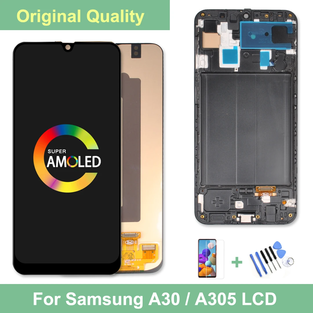 

For Samsung GALAXY A30 LCD Display Touch Screen With A30 Battery Cover Digitizer Assembly A305/DS A305FN A305G LCD SUPER AMOLED