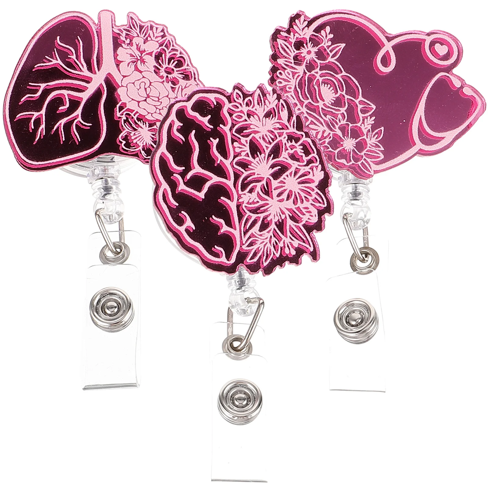 

3 Pcs Badge Reel Nurses Cute Retractable Holders Tag Label Convenient Decorative Pvc