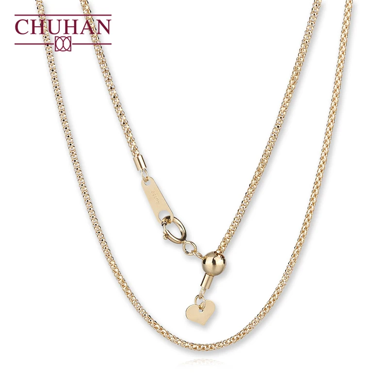 

CHUHAN Real 18K Gold Lantern Chain Necklace Au750 Soild Gold Clavicle Chain Adjustable Length Gifts For Women Fine Jewelry