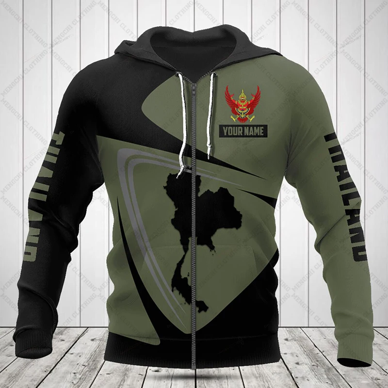 Толстовка унисекс на молнии с принтом тайского эмблемы и черепа