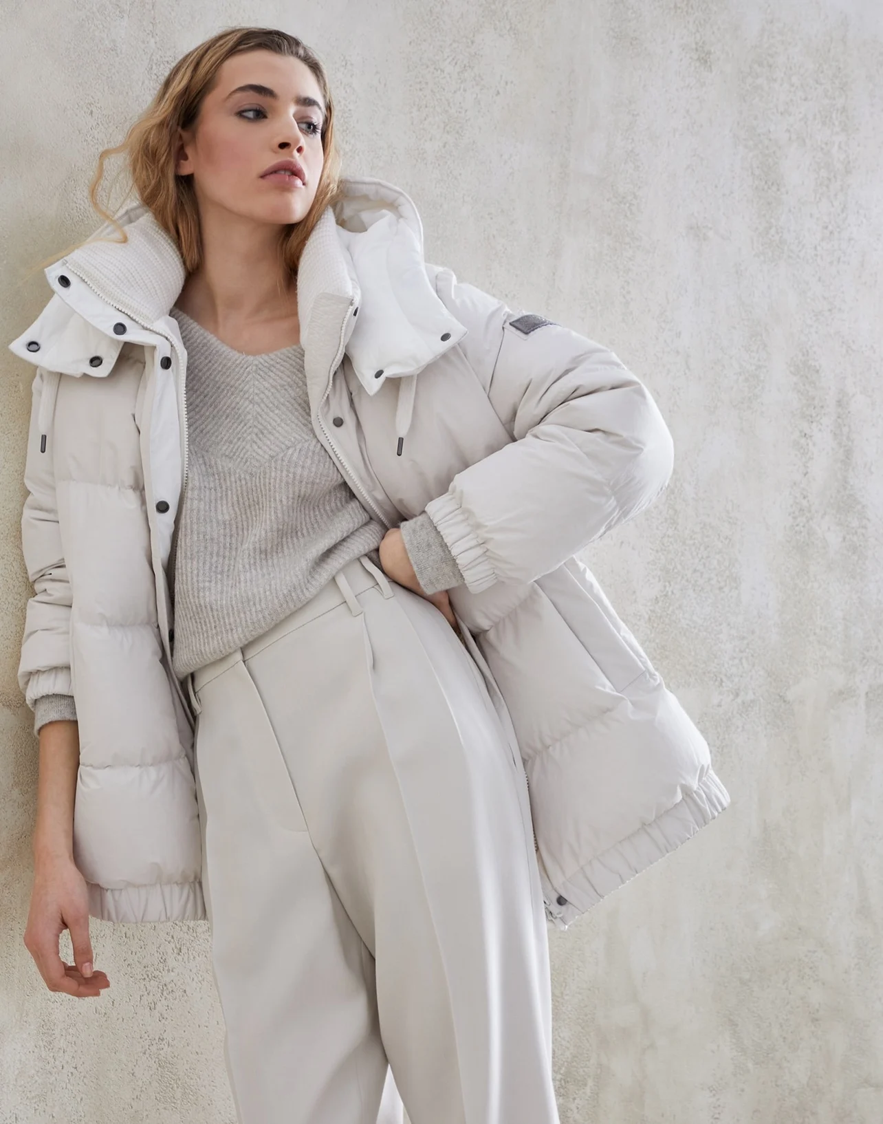 

2022 Winter New Cashmere Collar Medium Long Thick White Goose Down Hooded Down Jacket