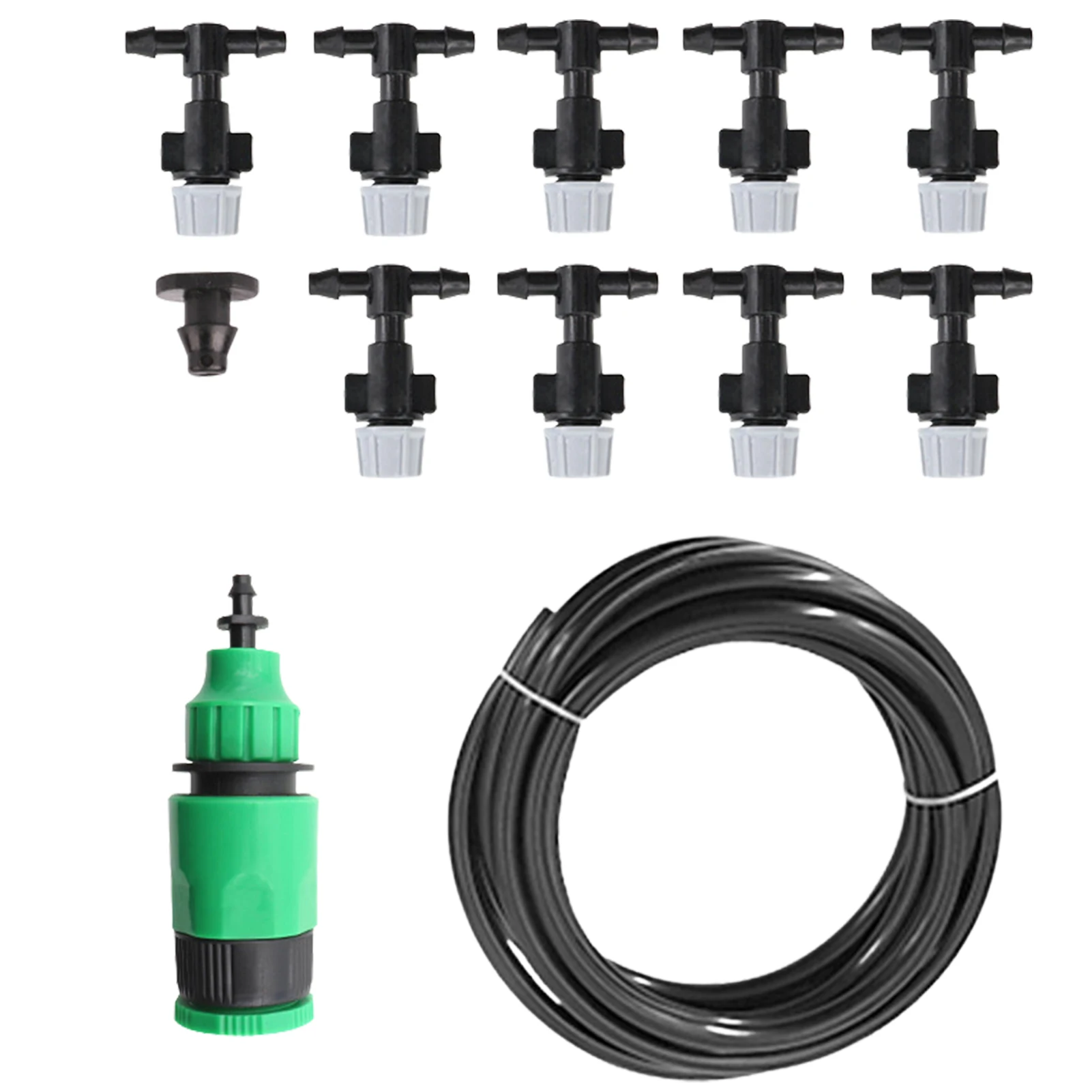 

Misting Cooling System Outdoor Misting System Automatic Watering Sprayer 10M Mist Hose 9 Atomizing Nozzles Garden Sprinkler