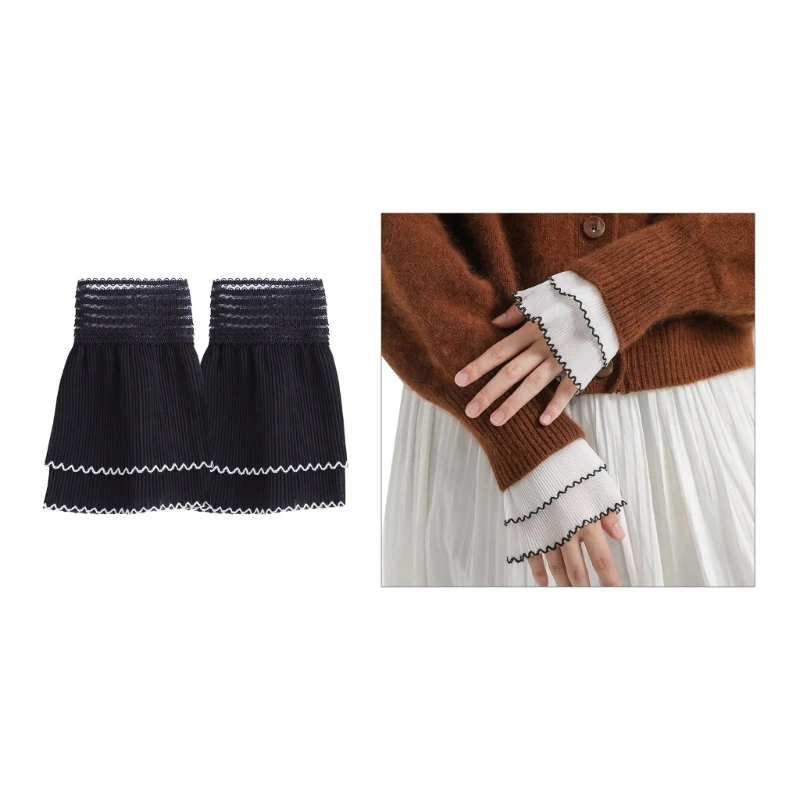 

Модные плиссированные Женские расклешенные манжеты на запястье универсальные базовые аксессуары