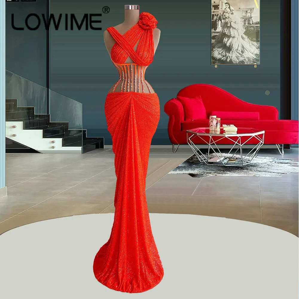 

Женское вечернее платье-русалка, розовое длинное блестящее платье с высоким воротом и жемчужинами, для свадьбы и выпускного вечера, 2022