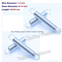 510pcs wire dia 1 2mm open hook steel springs tension pullback torsion spring set length 30 35 40 45 50 60mm zinc plating