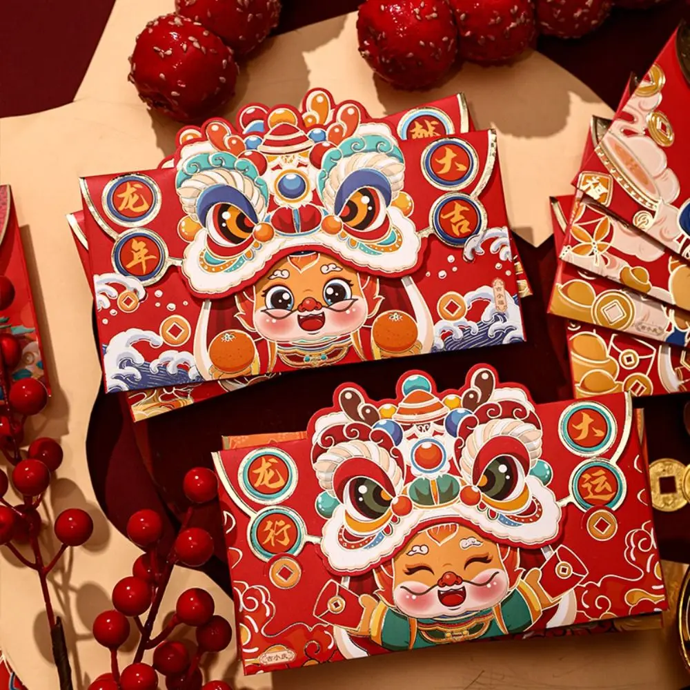 

2024 новогодний пакет, красный конверт с рисунком дракона, женская сумка, благословение, удачи, с наилучшими пожеланиями, карман для денег, стандартные подарки