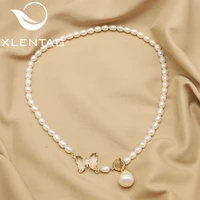 xlentag elegant irregular white butterfly pearl necklace france classic popular art fashion luxury wedding jewelry gift gn0418
