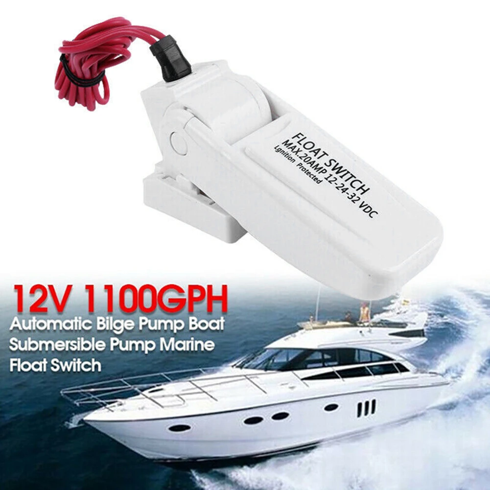 

12-32V 1100GPH Submersible Pumps Automatic Control Bilge Pump Float Switch Hardware for Marine Boat Accessories White