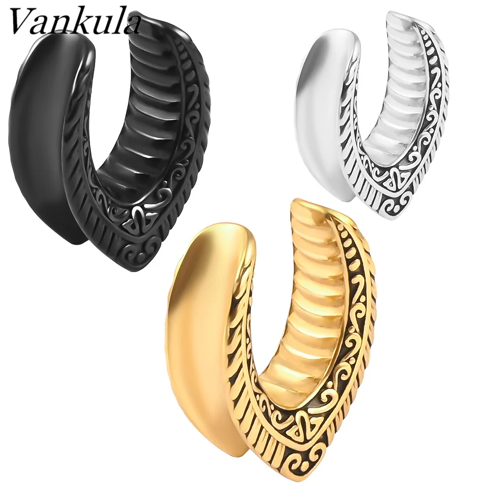 

Vankula 2PCS New Saddle EarTunnel Plugs In Body Jewelry Ear Gauges Tunnel Plugs Piercing Ring Expander Studs Stretchers