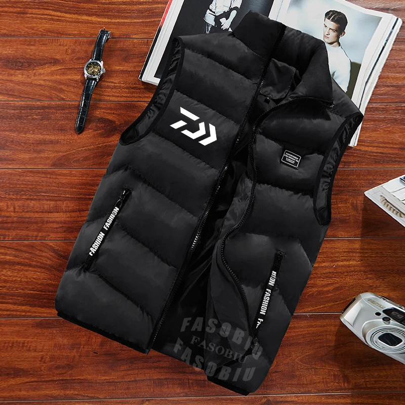 

Autumn Winter Men Outdoor Fishing Jacket Plus Size Sleeveless Thermal Soft Coat Windbreaker Cotton Thicken Fishing Vest Outwear