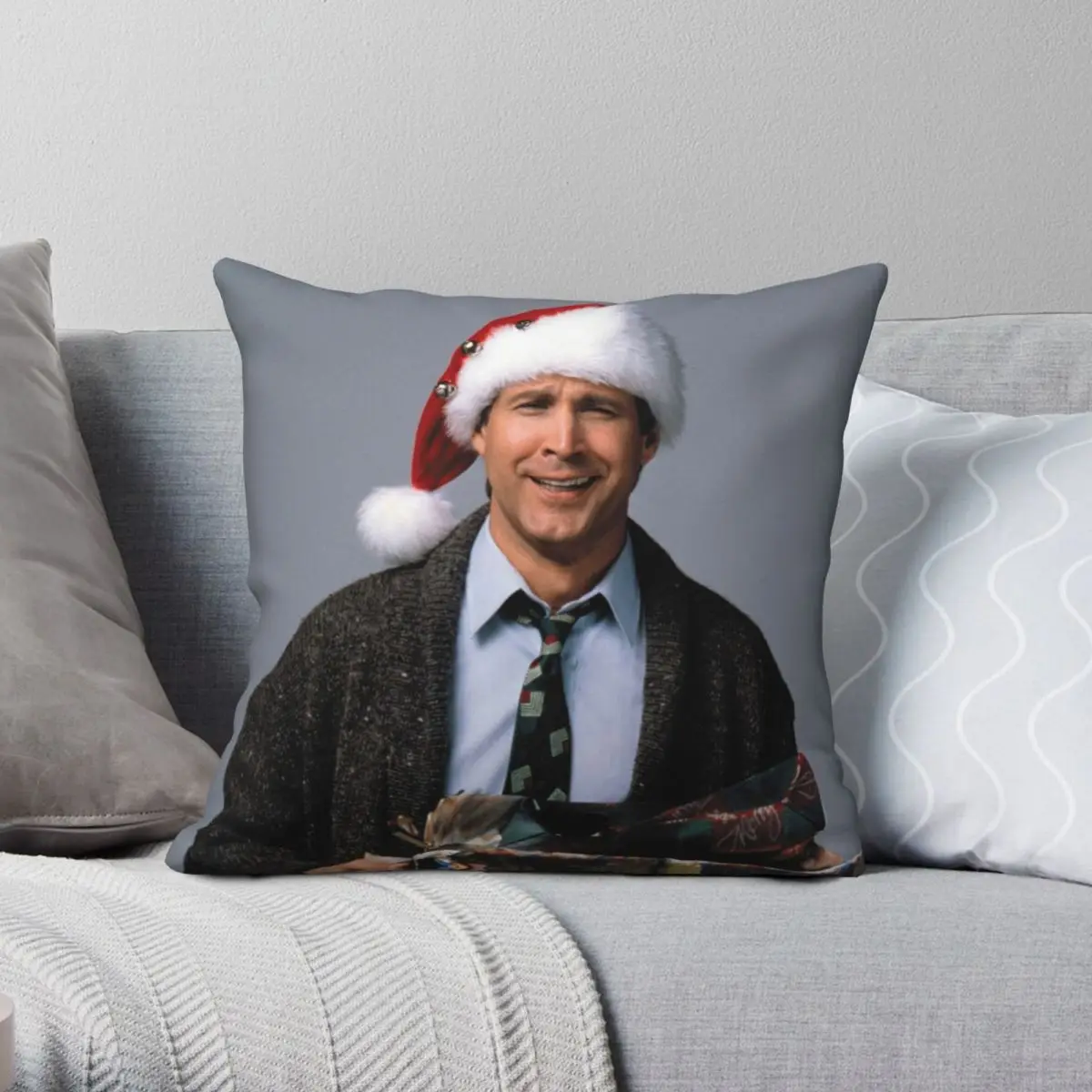 

Christmas Vacation Square Pillowcase Polyester Linen Velvet Pattern Zip Decorative Car Cushion Cover Wholesale