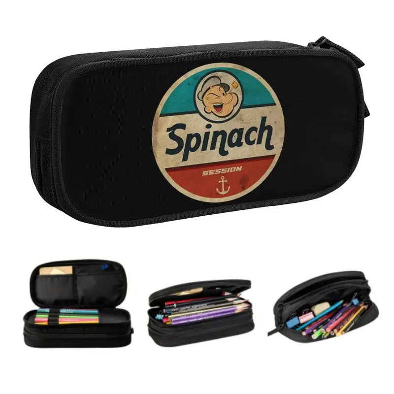 

Spinach Session Popeye Pencil Case for Girls Boys Large Capacity The Sailor Hot Blood Animation Pencil Pouch School Accessories