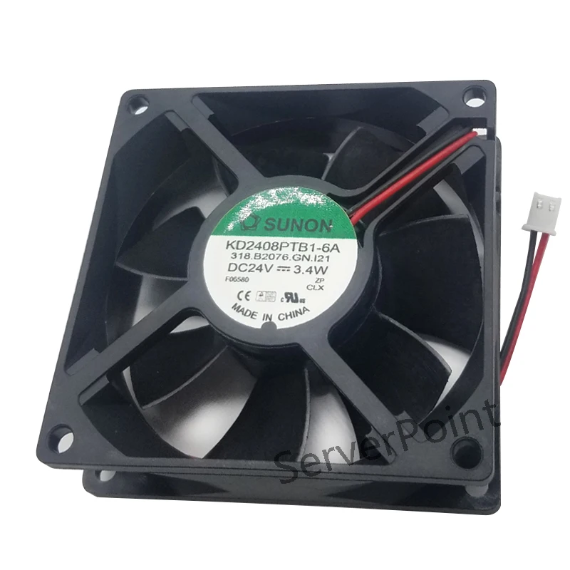 Внешнее охлаждение 80 мм, 24 В постоянного тока, охлаждающий вентилятор SUNON 80*80*25 мм, 2 провода, 3,4 Вт, абсолютно новый