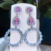 godki luxury original design 2022 rhinestone round long pendant earrings bridal wedding jewelry fashion boucle doreille femme