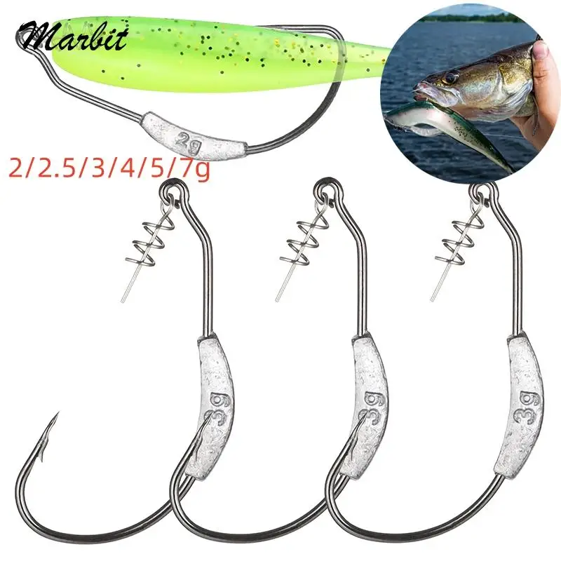 

1pcs Jig Head Fish Hook 2/2.5/3/4/5/7g Fishing Hooks With Spring Lock Pin Spinner For Soft Fishing Bait Of Carbon Steel Hooks