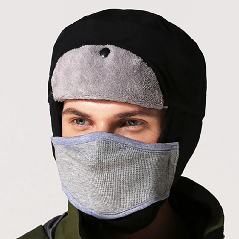 

Winter Fur Warm Windproof Hat Men Women Hat Bomber Faux Fur Ear Flap Cap Black Ski Trooper Trapper Cold Anti-snow Hat