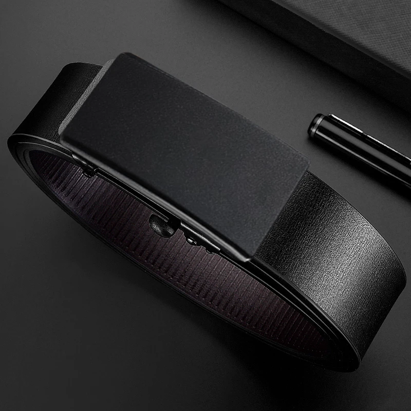 Мужской Модный Деловой Кожаный Джинсовый Ремень С Автоматической Пряжкой