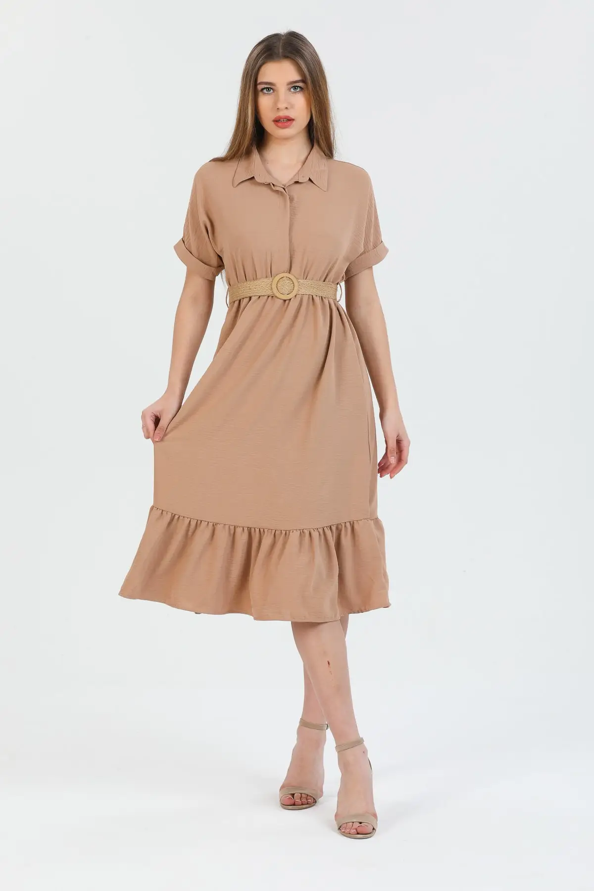 

Women's Mink Beli Girdled Short Sleeves Ayrobin Dress New Season