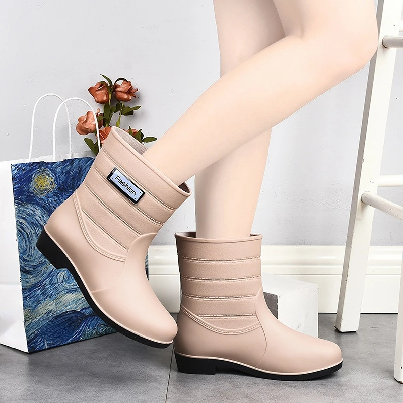 Rubber Boots for Women Rain Shoes Comfort Slip-on Waterproof Galoshes Woman Garden Water Shoes Rubber Rain Boots Botas De Lluvia