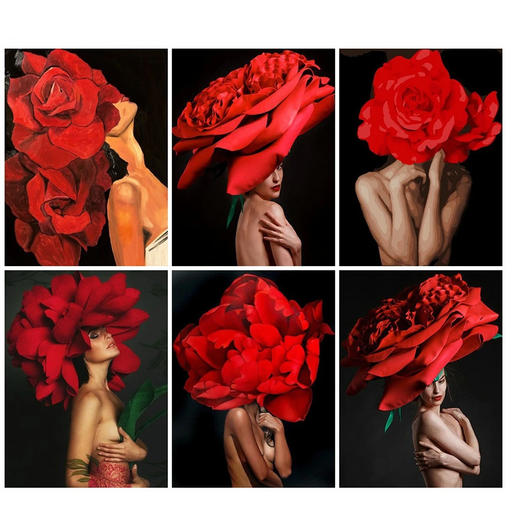 

5D DIY Diamond Painting Girl Handmade Gift Diamond Embroidery Rose Portrait Diamond Flower Home Decorations Mosaic