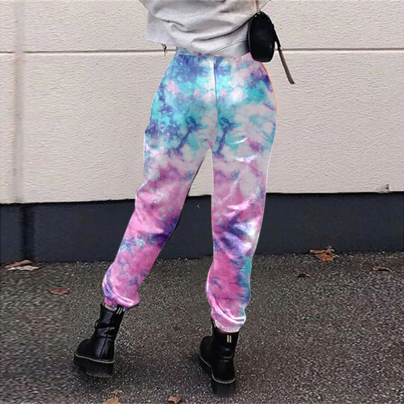 

Sweatpants Women Sports Trousers Tie Dye Print Drawstrings Pockets Trousers Pants 2022 Autumn Oversized Female Joggers Trousers