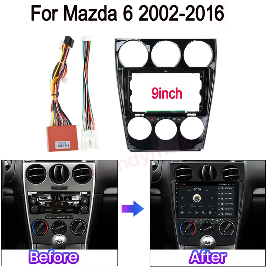

9" Car Multimedia Radio Center Console Panel Bracket Kit Frame For Mazda 6 mazda6 2004-2015 car panel