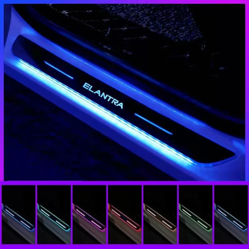 【Customized】Car door light logo Projector for Hyundai Elantra Laser lamp USB Power Moving Welcome Pedal Car Scuff Plate Pedal