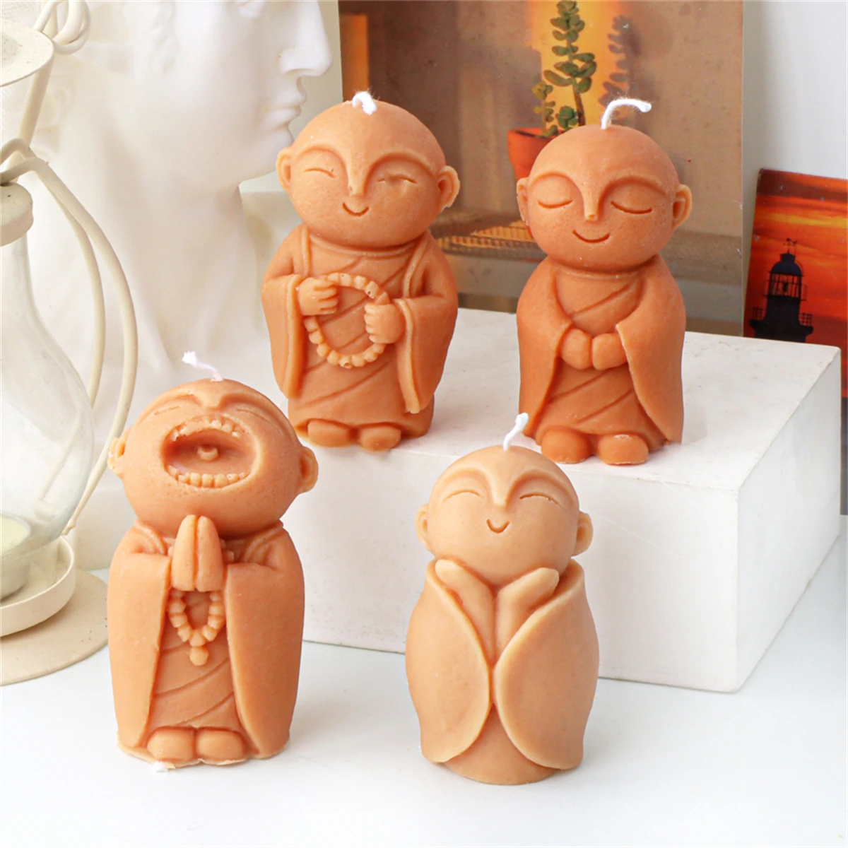 3D Миниатюрные Формы Для Свечей Монаха Полимерная Ароматерапия Мыло Ручной