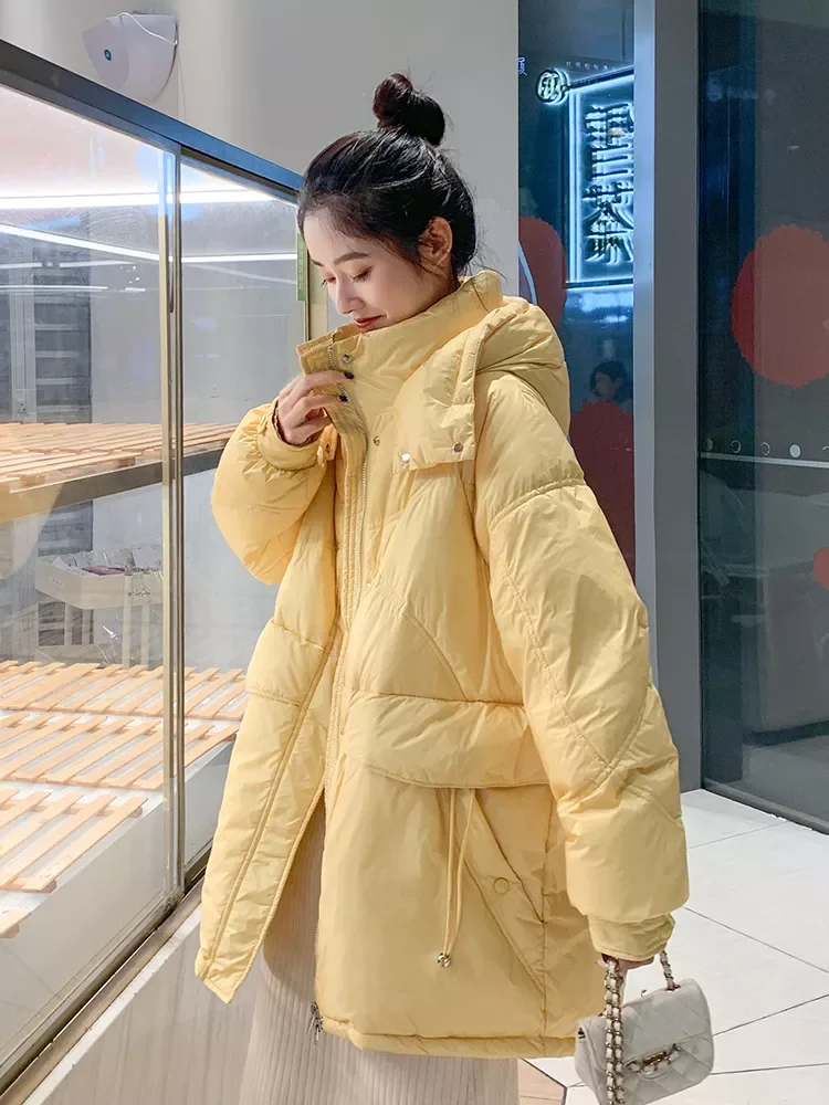

2022New Winter Women Hooded 90% White Duck Down Long Parkas Casual Female Pocket Loose Thick Warm Down Coat Snow Outwear