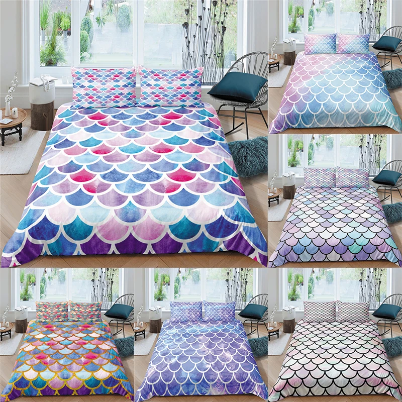 

Комплект постельного белья из 2/3 предметов, Роскошный домашний текстиль с 3D-принтом русалки, пододеяльник, наволочка, Размеры ЕС/США/Австрал...