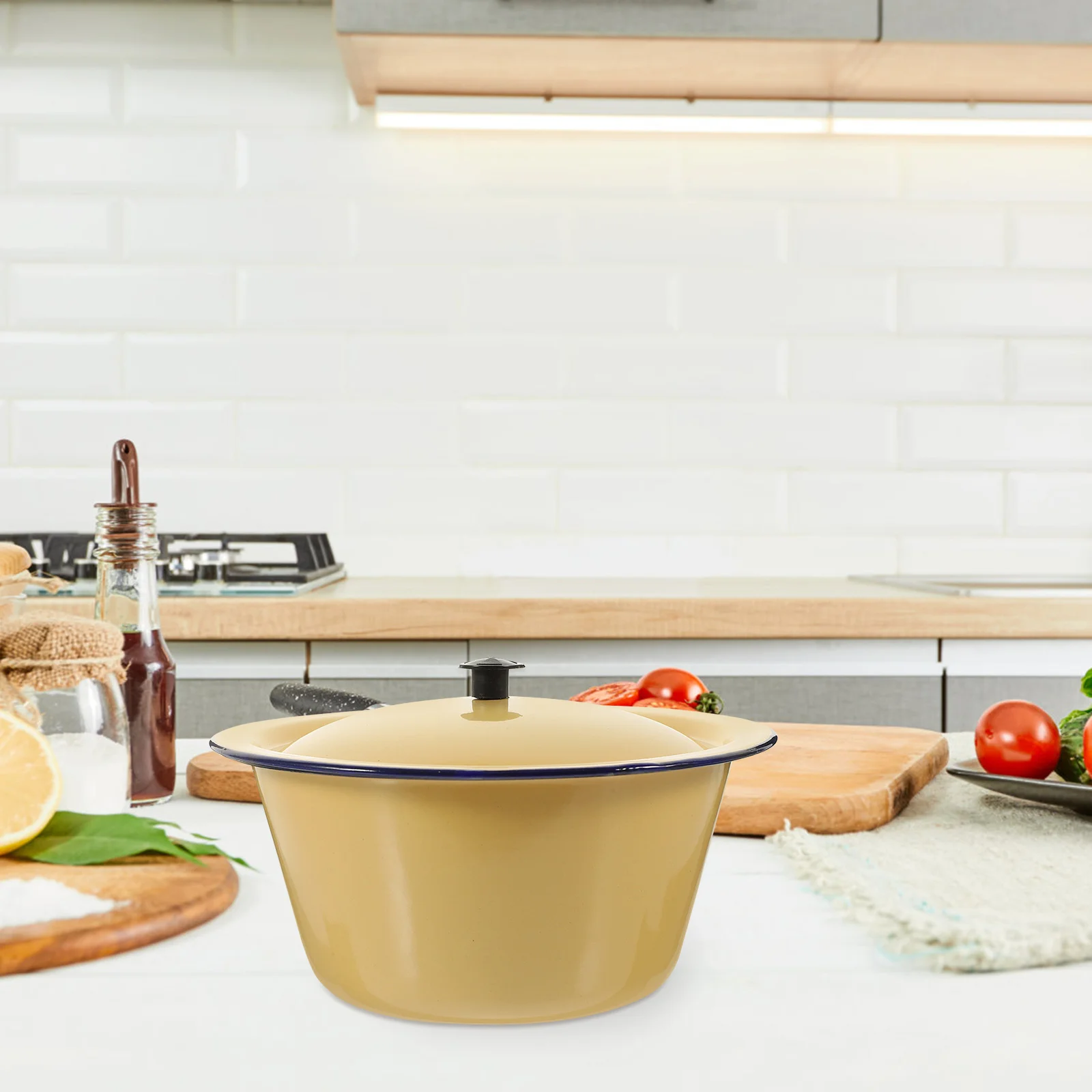 

Эмалированная раковина с крышкой, эмалированная чаша для смешивания, кухонная чаша для супа, Сервировочная чаша, раковина для масла