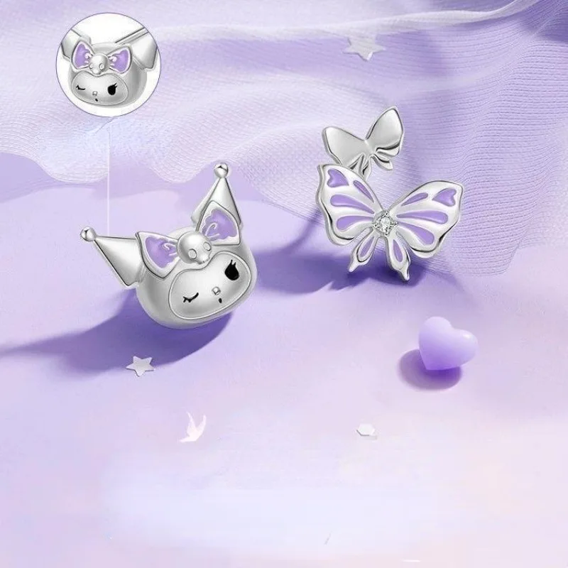 Асимметричные Серьги Sanrio Kuromi аниме серьги высокой красоты для девушек подвески с