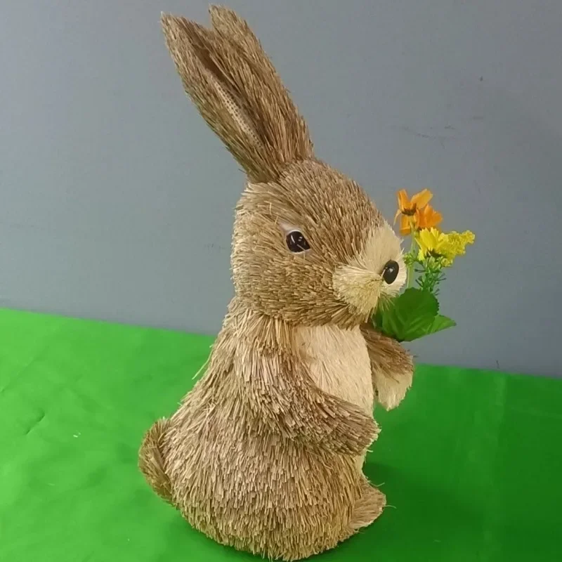 Лесной пасхальный подарок семья соломенных кроликов маленькое милое кумедное