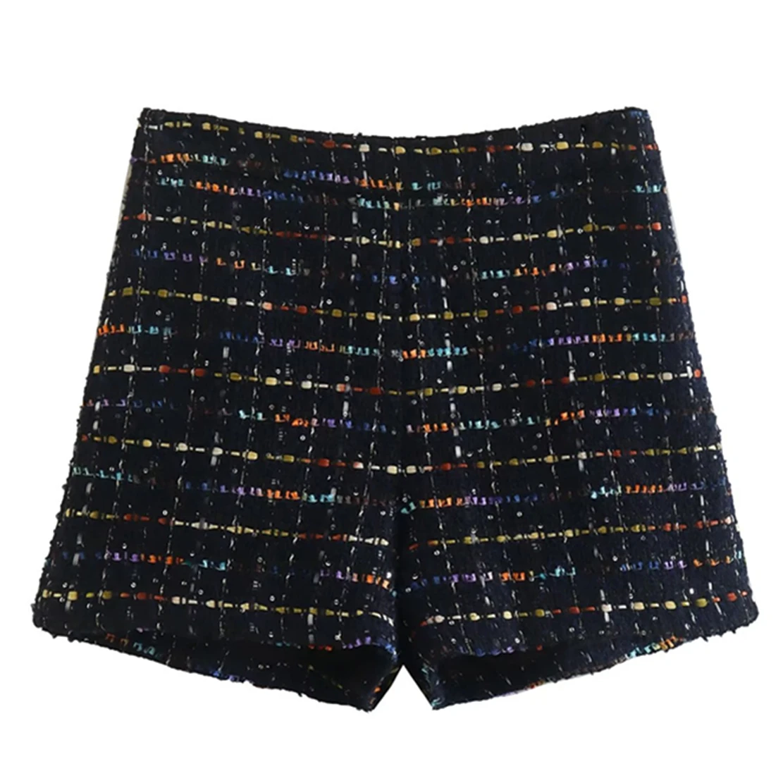 

Jenny&Dave Vintage Tweed Texture High Wasit Fashion Shorts Women