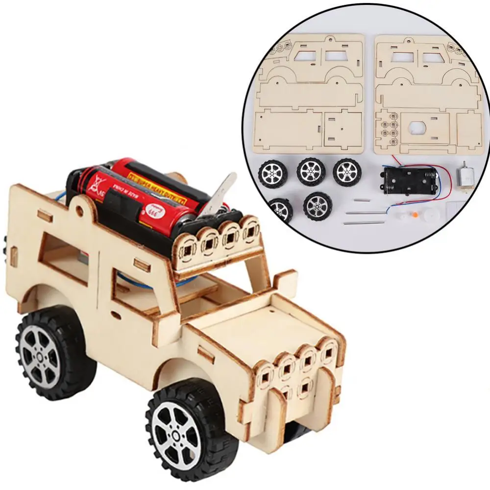 

DIY Wooden Electric Car Assembled Scientific Experiment Kids Education Toy