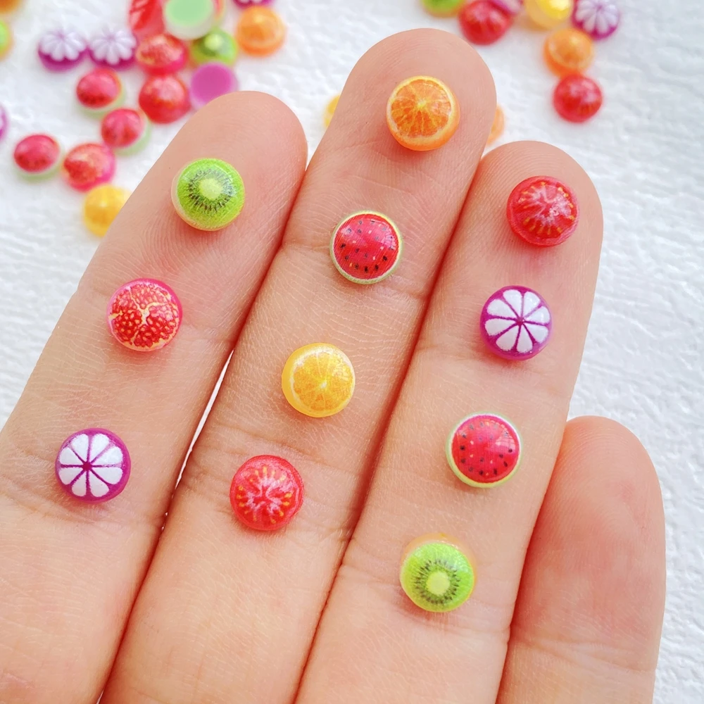 50 шт. милые мини-красочные апельсины из смолы арбузы киви с плоской задней частью