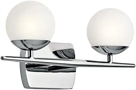 

24.5" Halogen Vanity Light in Chrome, 3-Light Mid Century Bathroom Vanity with Satin Etched Cased Opal Glass, (24.5" W x