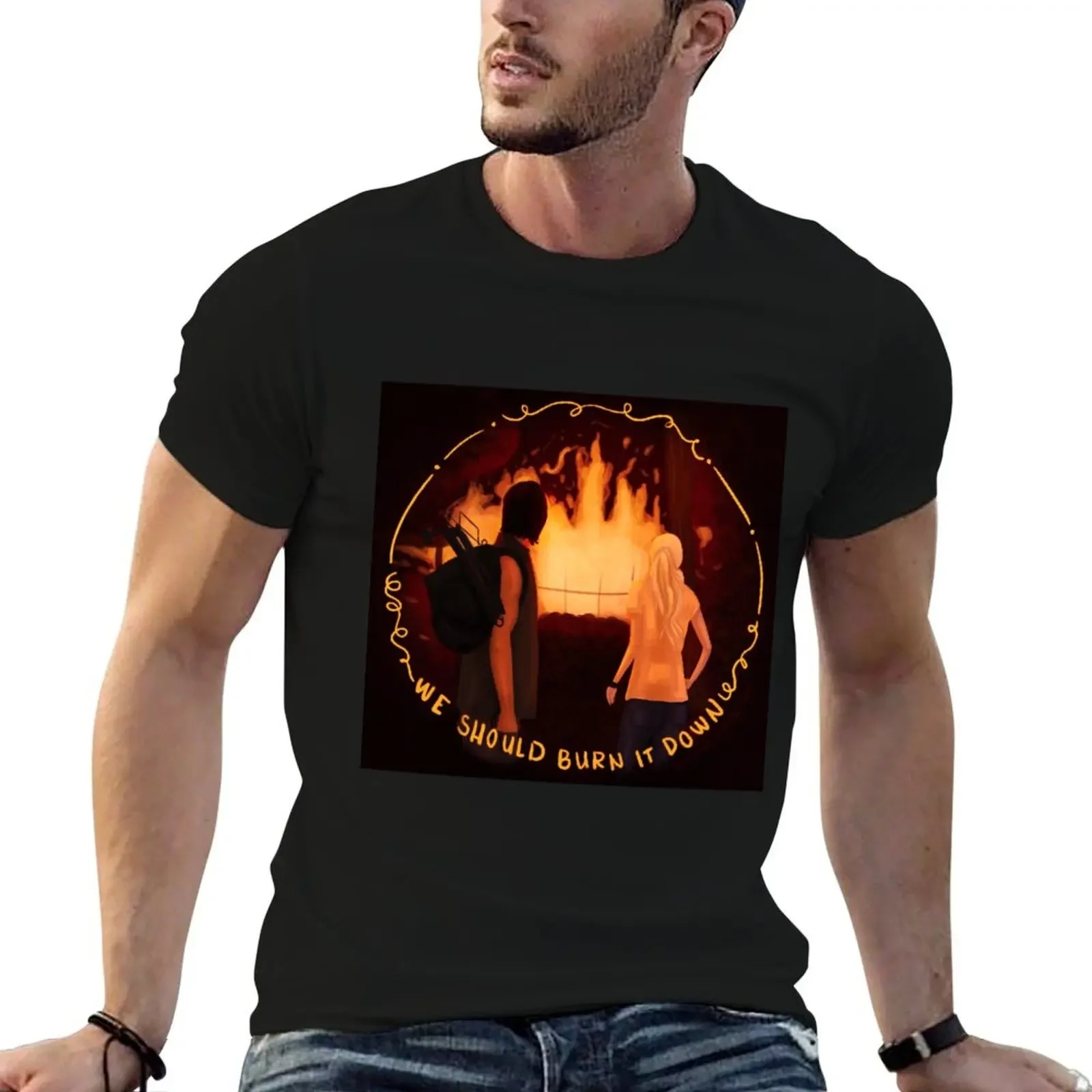Футболка Beth &amp Daryl-We Should Burn It Down милые топы кавайная одежда мужская тренировочная