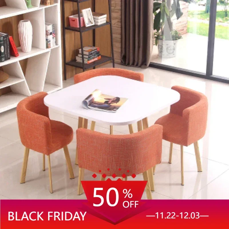 Стол для еды круглый обеденный стол 4 стула складной современный деревянный