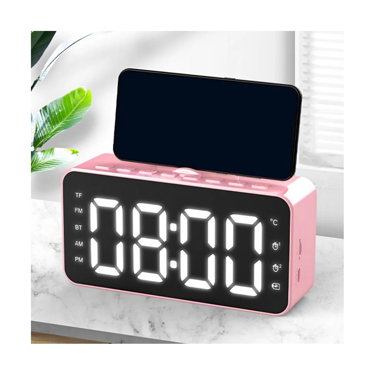 Lcd Display Bluetooth-compatible Music Playing Digital Alarm
