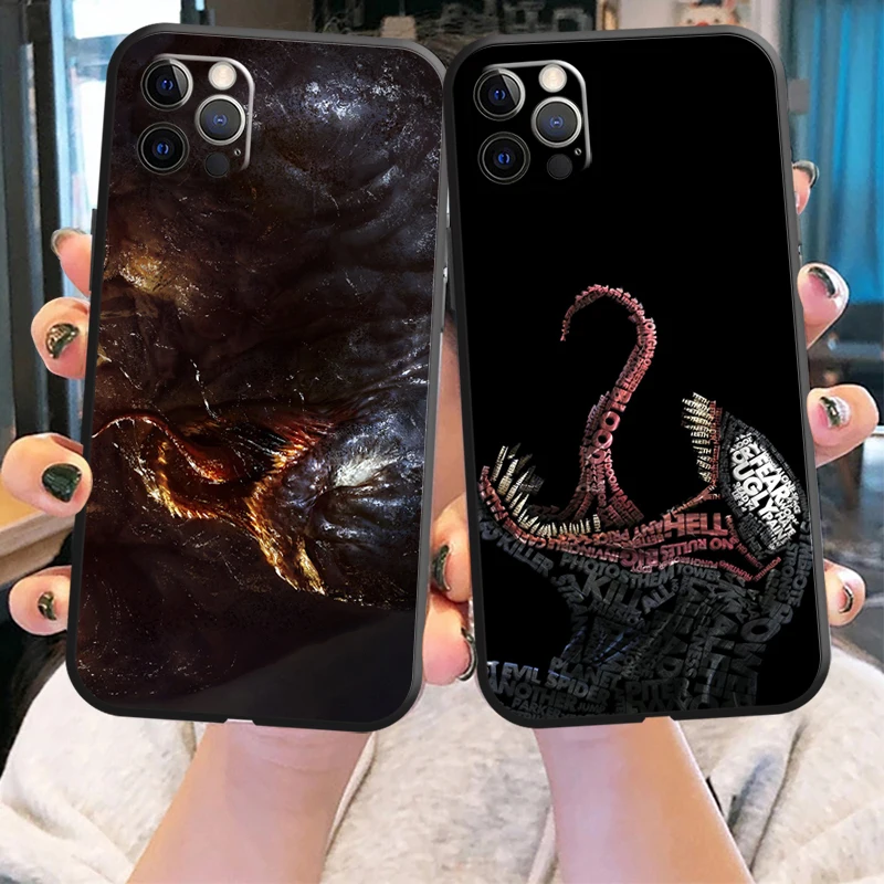

Marvel Venom Phone Case For iPhone X XS XR XS Max 11 11 Pro 12 12 Pro Max For iPhone 12 13 Mini Black Soft Liquid Silicon Funda